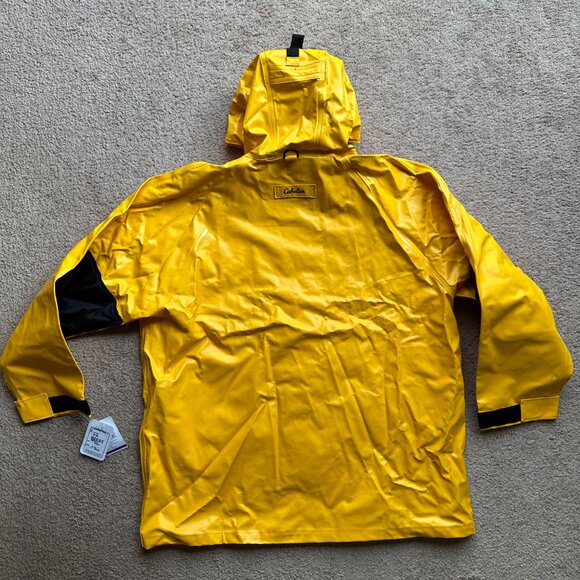 Cabelas Jacket Mens 2XL NWT Alaskan Guide Parka PVC Yellow Button Close - Picture 2 of 11